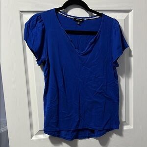 Women's Blue Puff Sleeve Blouse Relaxed Fit Verve Ami Medium Spring-Summer